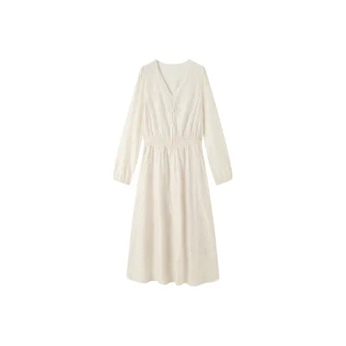 Still Quiet Длинное платье с длинными рукавами женское бежевый