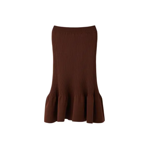 RECTO FW24 Daria Ткань в рубчик FLARE Юбка Ткань в рубчик Длинная Юбка Женская Красно-коричневый Красно-коричневый