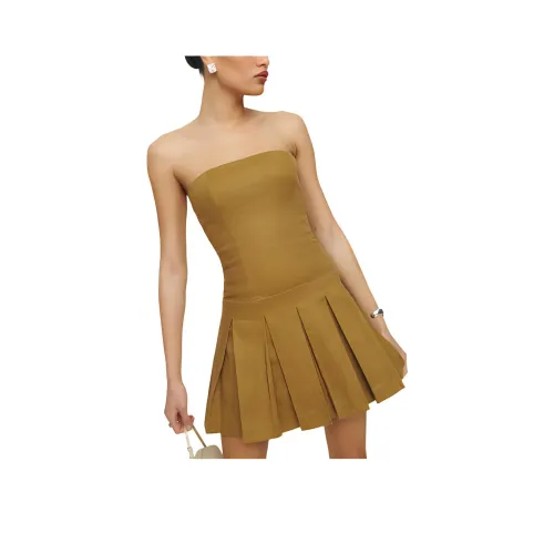 Reformation Isabeli Linen Dress Sleeveless Dress Women's Ginger Yellow