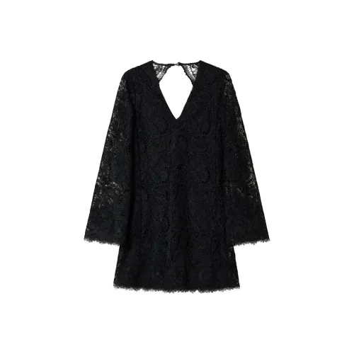 TWINSET Milano SS24 Длинное Платье с Длинными Рукавами Женское Черное