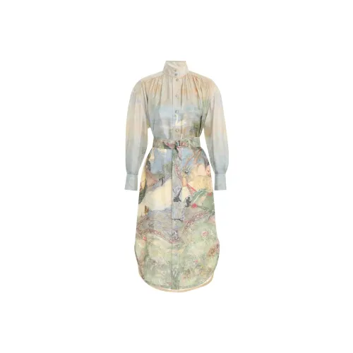 Zimmermann Многоцветные Женские Длинные Платья с Рукавами