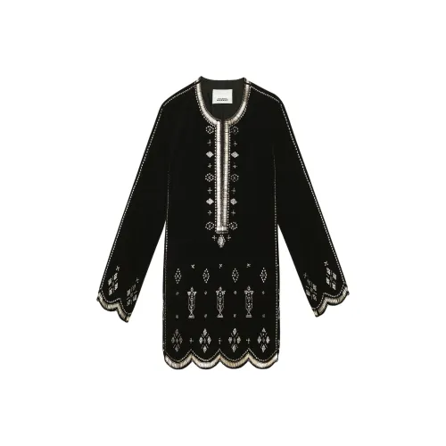 ISABEL MARANT Черное Женское Длинное Платье с Рукавами