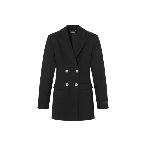 VERSACE FW24 Длинное платье с длинными рукавами женское черное