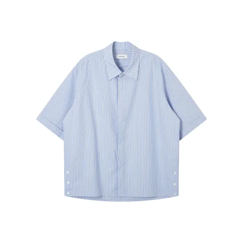 COKEIN Синие и белые полоски Мужская рубашка