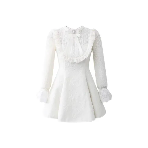 TUSHIFEI Длинное платье с длинными рукавами женское белое