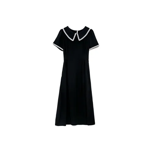 Yvetteclassic Короткий рукав Платье Женское Черное