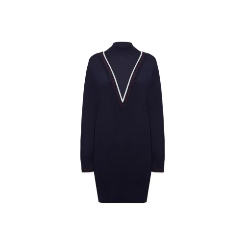 HUGO BOSS Длинное платье с длинными рукавами женское темно-синий