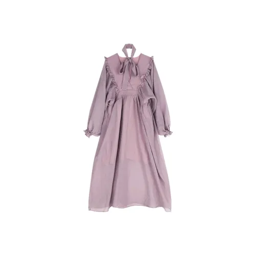 KEAB Длинное платье с длинными рукавами женское фиолетовое