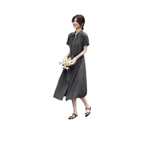 XWI Короткий рукав Платье Женское Серое