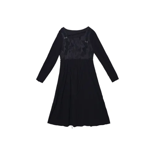 IT'Real SS25 Длинное Платье с Длинными Рукавами Женское Черное