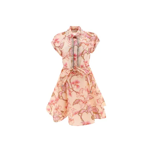 Zimmermann Розовые Женские Платья с Коротким Рукавом