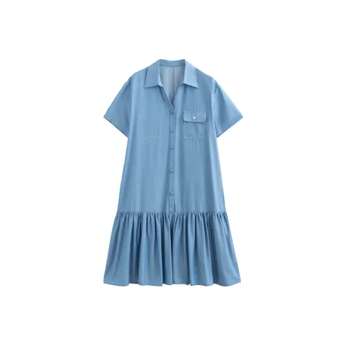 Initial Language Короткий рукав Платье Женское