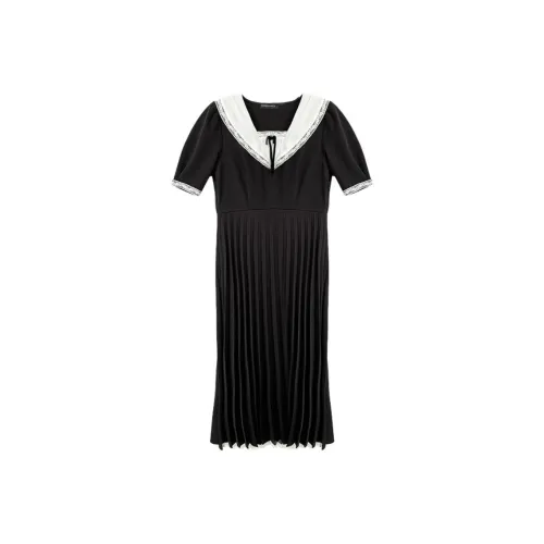 WUPODAMANVZHUANG Короткий рукав Платье Женское Vow Черный