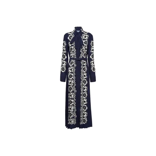 PRADA Морской синий Женские Длинные Платья с Рукавами