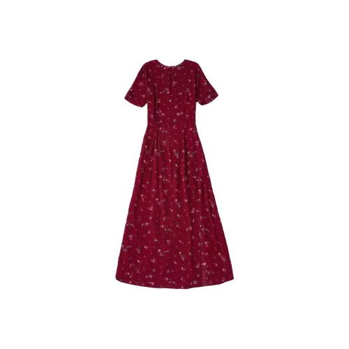 Tommy Hilfiger TJW Цветочное Платье-миди с Короткими Рукавами Женское Красное