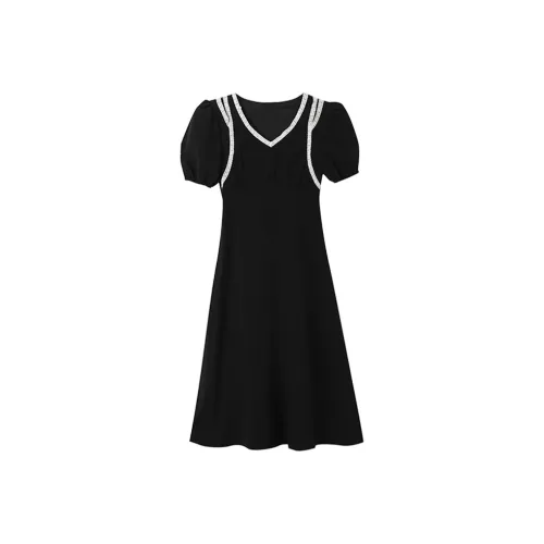 ZCDECO Короткий рукав Платье Женское Черное