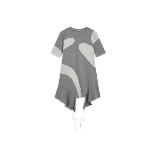 OPENyy Серый/Серый Женские Короткие Платья с Рукавами