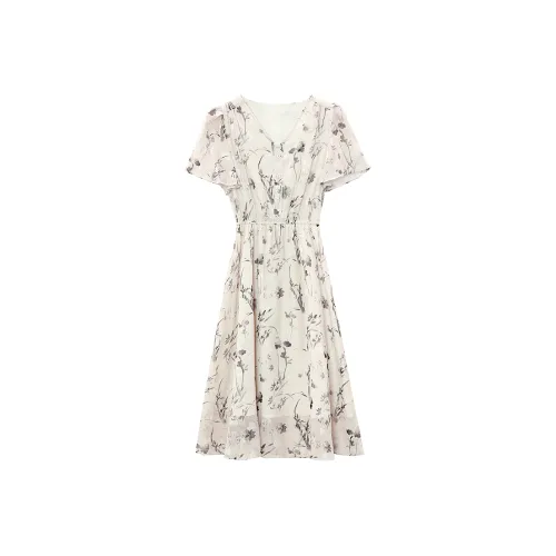 MISTVB Короткий рукав Платье Женское Чернила Черный