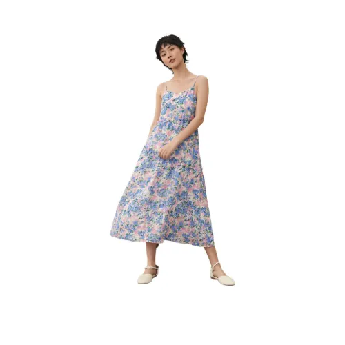 Платье с оборками женское синий-фиолетовый