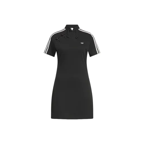 Adidas Originals Короткий рукав Платье Женское Черное