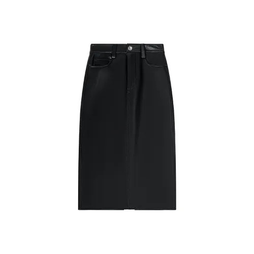 CALLED BACK Кожа Длинная Юбка Женская Черная