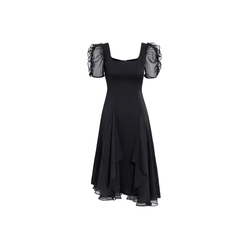 AUI Black Женские Короткие Платья с Рукавами