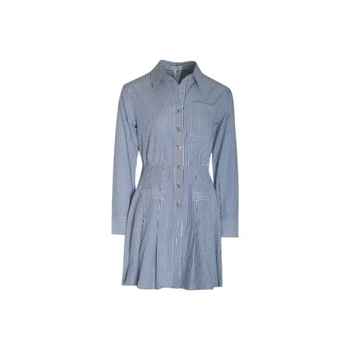 Little Pull Длинное платье с длинными рукавами женское синие и белые полоски