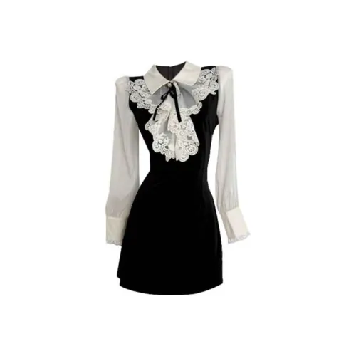 JOSR Длинное платье с длинными рукавами женское черное