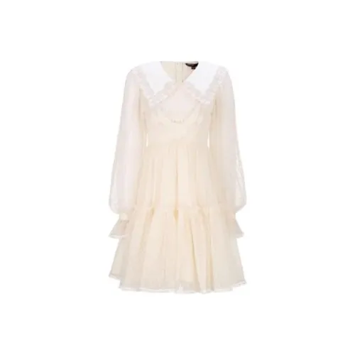 AIVEI Бежевые Женские Длинные Платья с Рукавами