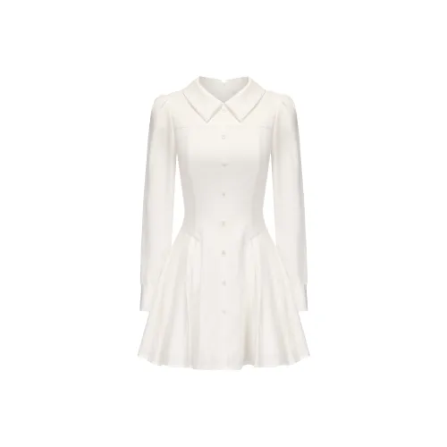 CHIWAWAMEME Длинное платье с длинными рукавами женское молочно-белое