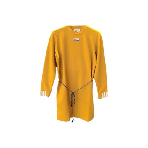 adidas originals Желтое Женское Длинное Платье с Рукавами