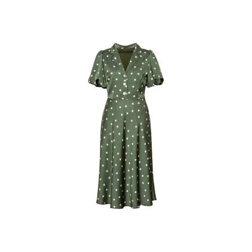 ROEYSHOUSE Короткое платье с короткими рукавами женское зеленое