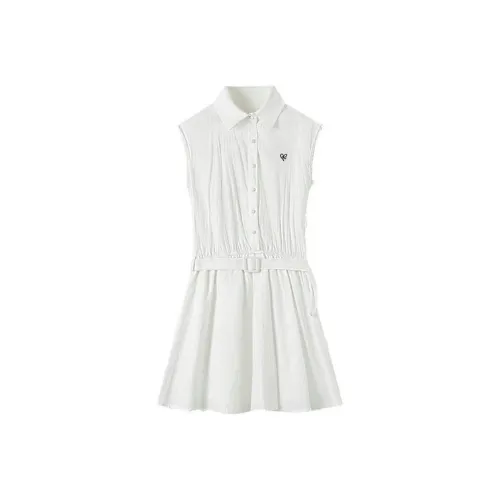 PLANE DRIFT Короткий рукав Платье Женское Белое