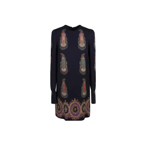 ETRO Черное Женское Длинное Платье с Рукавами