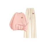 Румяный розовый (Surprised Медведь Логотип на груди) + Молочный белый (Surprised Медведь Логотип на штанах)