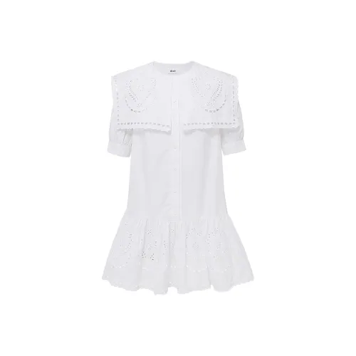 D'zzit Отбеленный белый Женские Короткие Платья с Рукавами