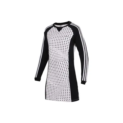 Adidas Neo Длинный рукав Платье Женское Черно-белое