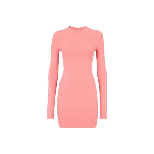 FENDI Розовые Женские Длинные Платья с Рукавами