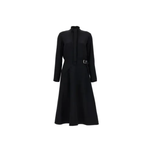 JIL SANDER Черное Женское Длинное Платье с Рукавами