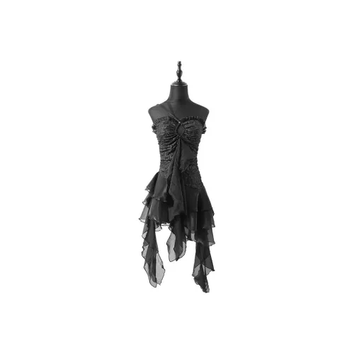 YITOUAGUA Черное Женское Платье без Рукавов