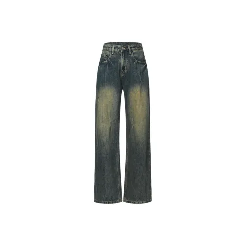 Розовый Джинсы Женские Цветная глазурь Желто-синий