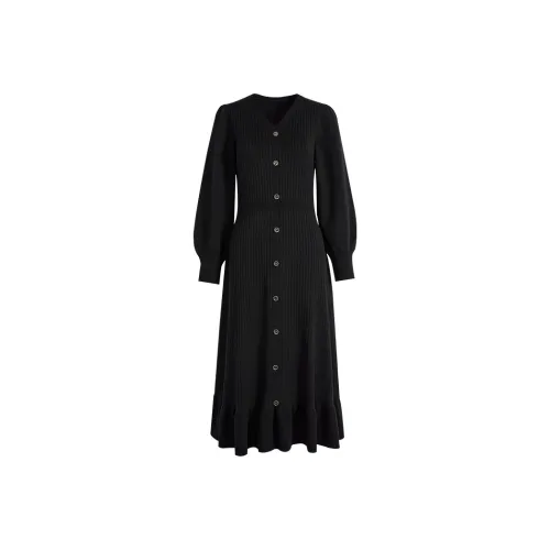 KUOSE Длинное платье с длинными рукавами женское черное