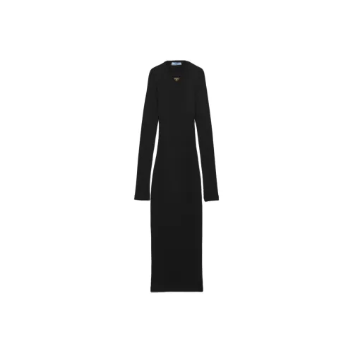 PRADA Длинное платье с длинными рукавами женское черное