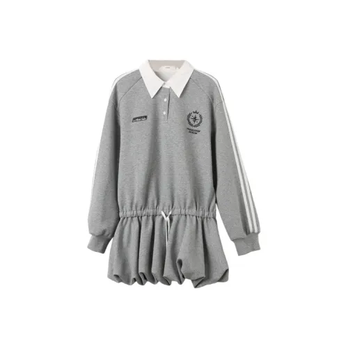 SETIROM Длинное платье с длинными рукавами женское серого цвета