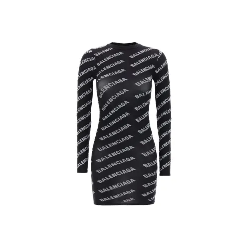 Balenciaga FW23 Длинное платье с длинными рукавами женское черное