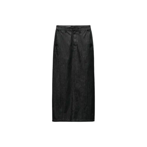 ZARA Новогодний угольно-серый женские джинсовые длинные юбки