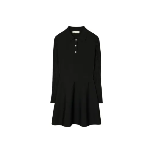 TORY BURCH FW24 Длинное платье с длинным рукавом женское черное