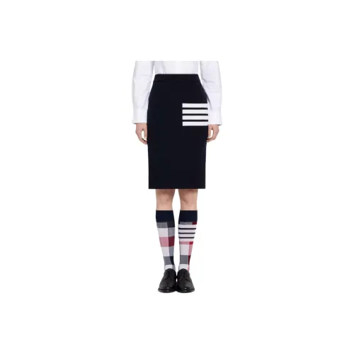 THOM BROWNE Темно-синие Женские Повседневные Длинные Юбки