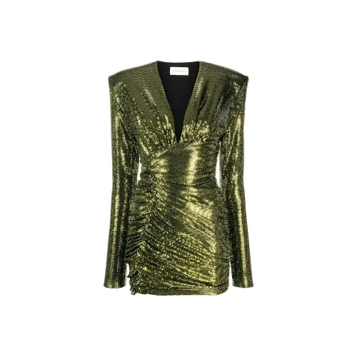Alexandre Vauthier Зеленое Женское Длинное Платье с Рукавами