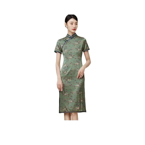 H YXIANG Короткое платье с короткими рукавами облегающий крой женское